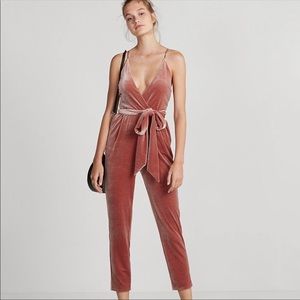 Express Pink Velvet Jumpsuit